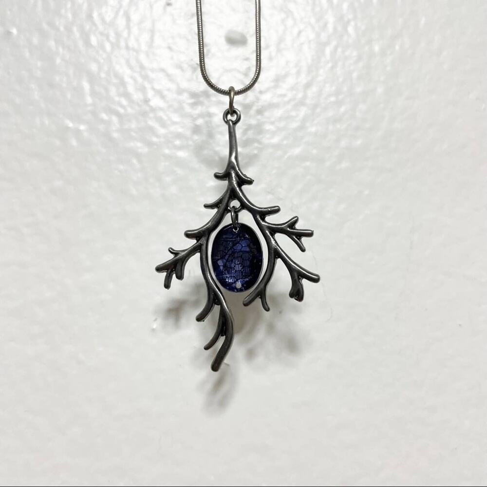 Silver & Purple Twig Gem Necklace